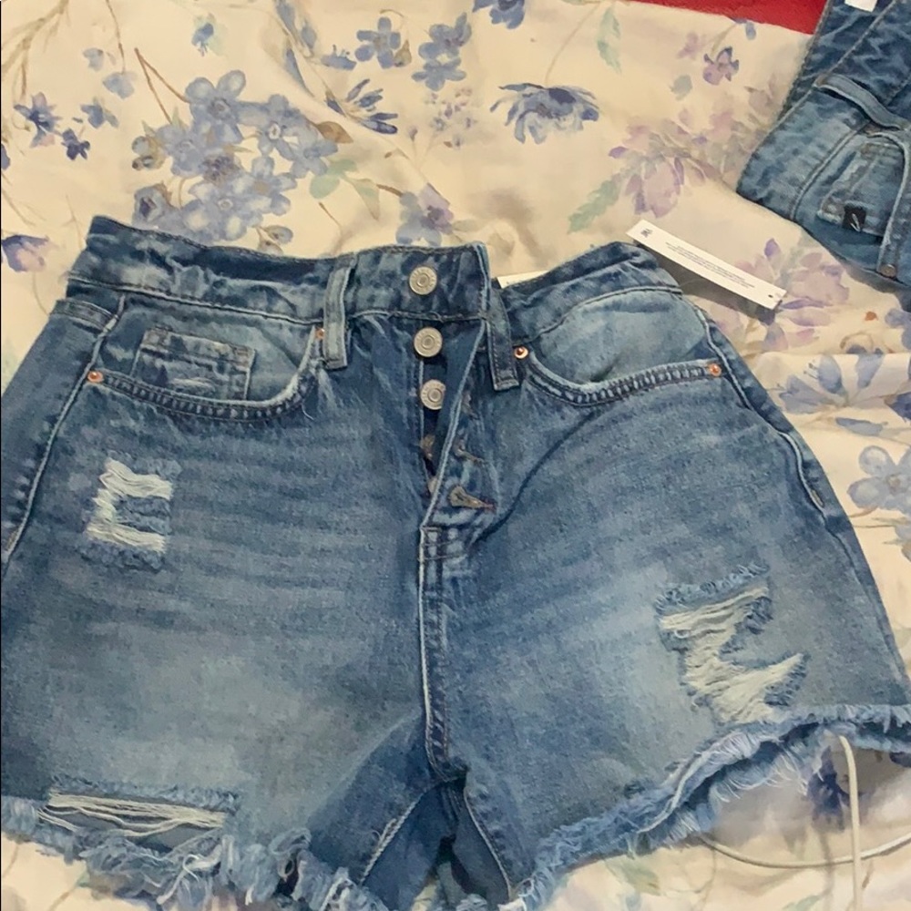 High rise denim shorts